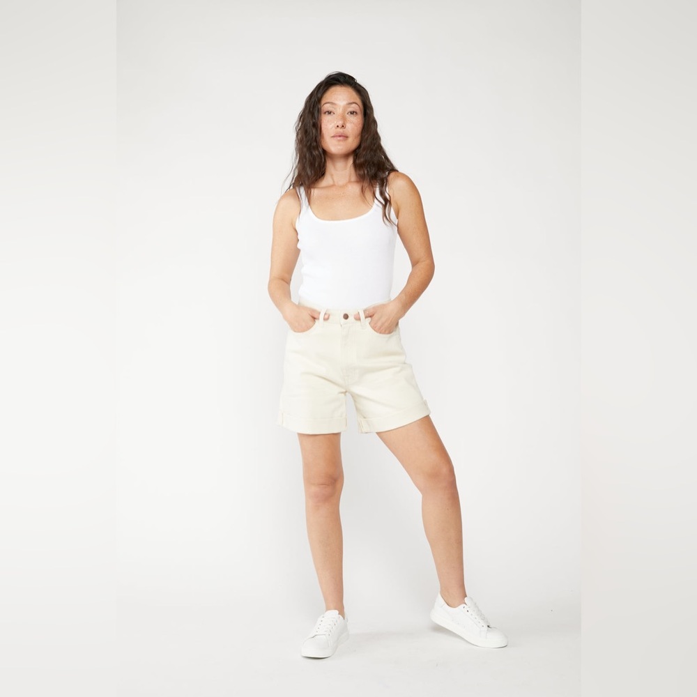 Oliver Logan Baxter High Rise Rolled Short Slow Denim 29 Ecru Rolled & ready